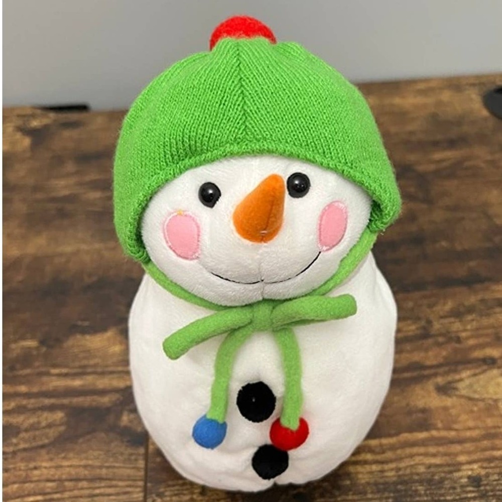 St.‎ Nicholas Square Snowman Plush Holiday Winter Stuffed Animal Green Hat Scarf